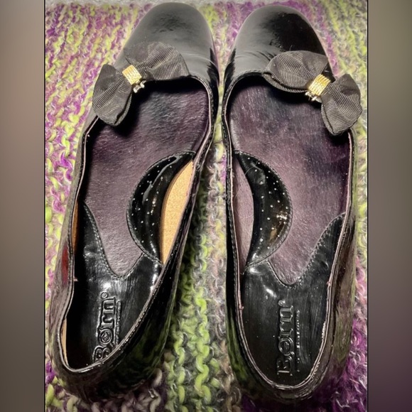 Born Black Bow Embellished Leather Ballet Flats Size 7 - Picture 9 of 11